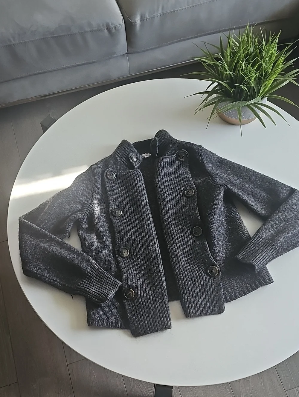 J Crew Double-Breasted Knit Jacket - Charcoal Gray